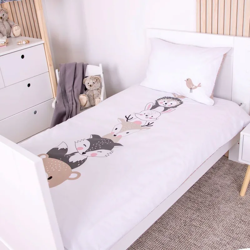 Renforcé Wende-Bettwäsche Woodland Crew 40x60 / 100x135 cm från Baby Best i Vit – produktbild 2 av 3