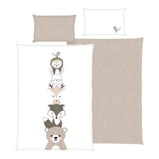 Renforcé Wende-Bettwäsche Woodland Crew 40x60 / 100x135 cm från Baby Best i Vit – produktbild 1 av 3
