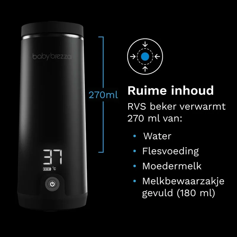Draagbare Flessenwarmer Voor Onderweg – Oplaadbaar fra Baby Brezza i Sort – produktbillede 4 af 4