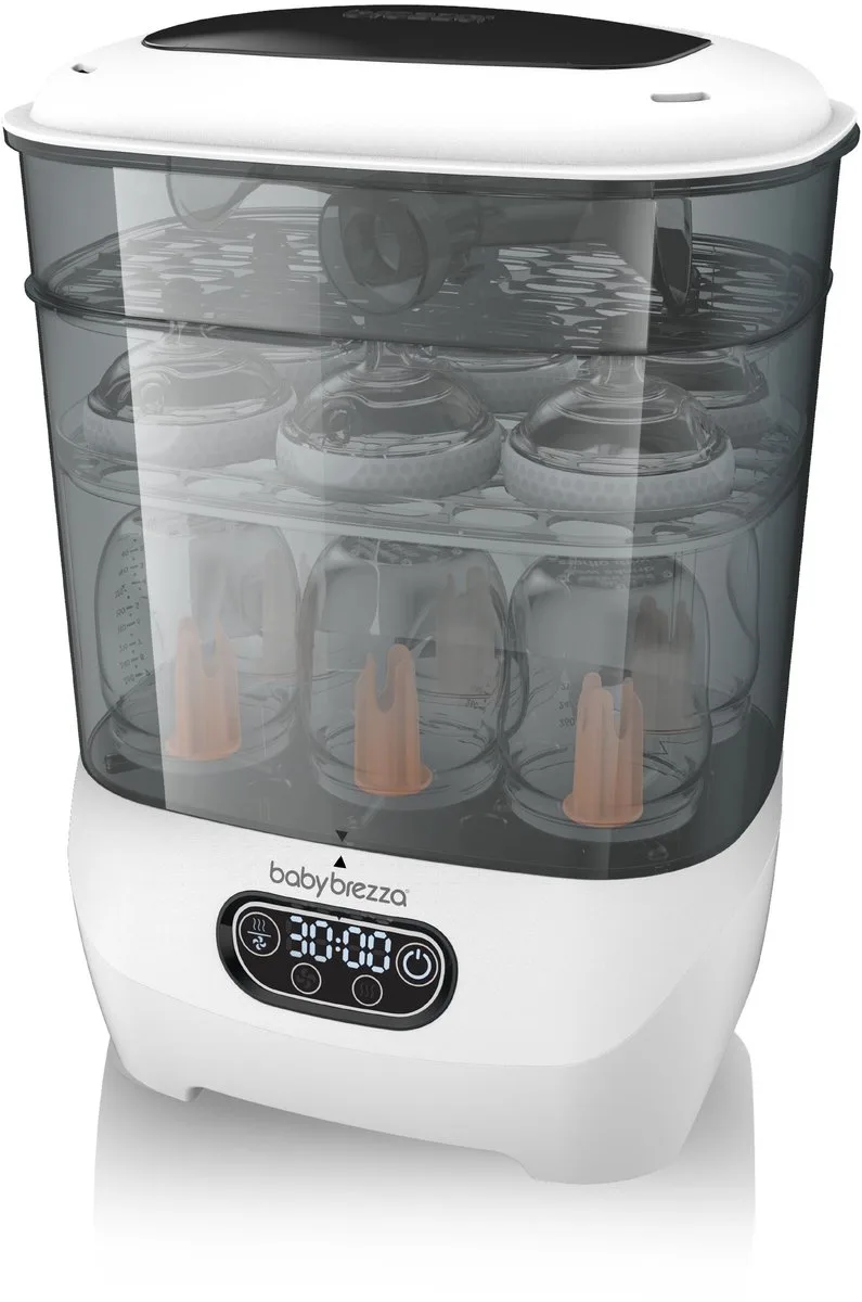 Sterilizer Dryer Advanced – 2-in-1 Flessen Sterilisator & Droger – Voor 8 Babyflessen - Wit van Baby Brezza in Zwart-wit – productfoto
