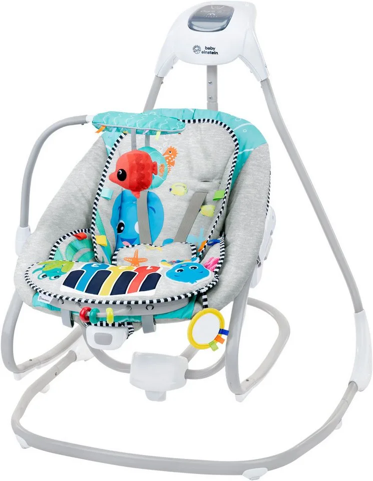Babywippe Kick to It 4-in-1 Musical Swing & Rocker, mit Sound-Effekt de Baby Einstein en Gris – photo produit