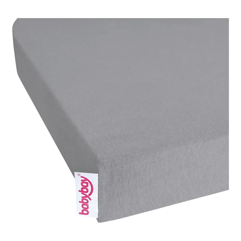Babybay® 2er-Pack Jersey-Spannbetttücher Deluxe für Beistellbett Maxi, Midi, Boxspring, Comfort und Comfort Plus van babybay in Grijs, 89 × 50 × 5 mm – productfoto