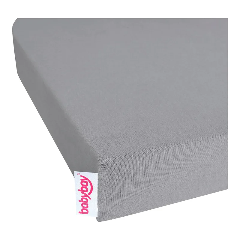 Jersey-Spannbetttuch Deluxe für Beistellbett Maxi, Midi, Boxspring, Comfort und Comfort Plus von babybay in Grau – Produktfoto