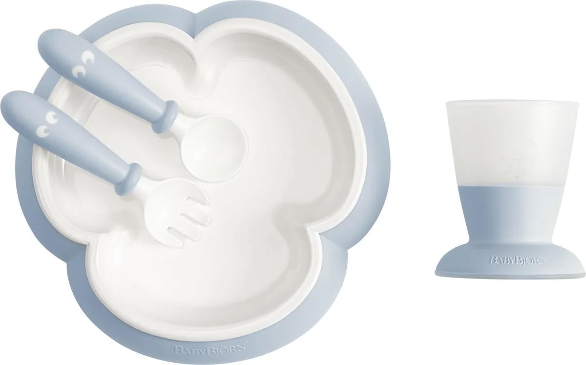 Baby Serviesset - 4 delig van BabyBjörn in Pastelblauw – productfoto