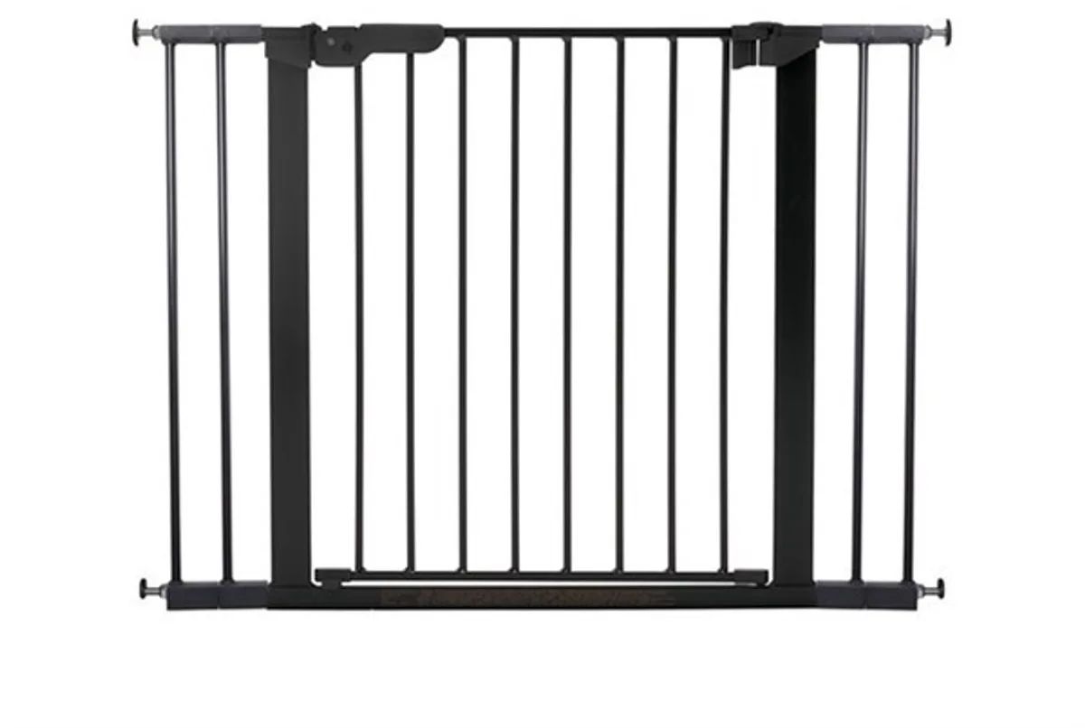 Premier Traphekje 99 - 106,3 cm - Klemhekje - Klembevestiging - Zwart - Wit - Uitbreidbaar - Muurbeschermers - Drempel - Tweerichtings opening - Kinderbeveiliging - Eenhandige bediening van BabyDan in Zwart, Wit – productfoto