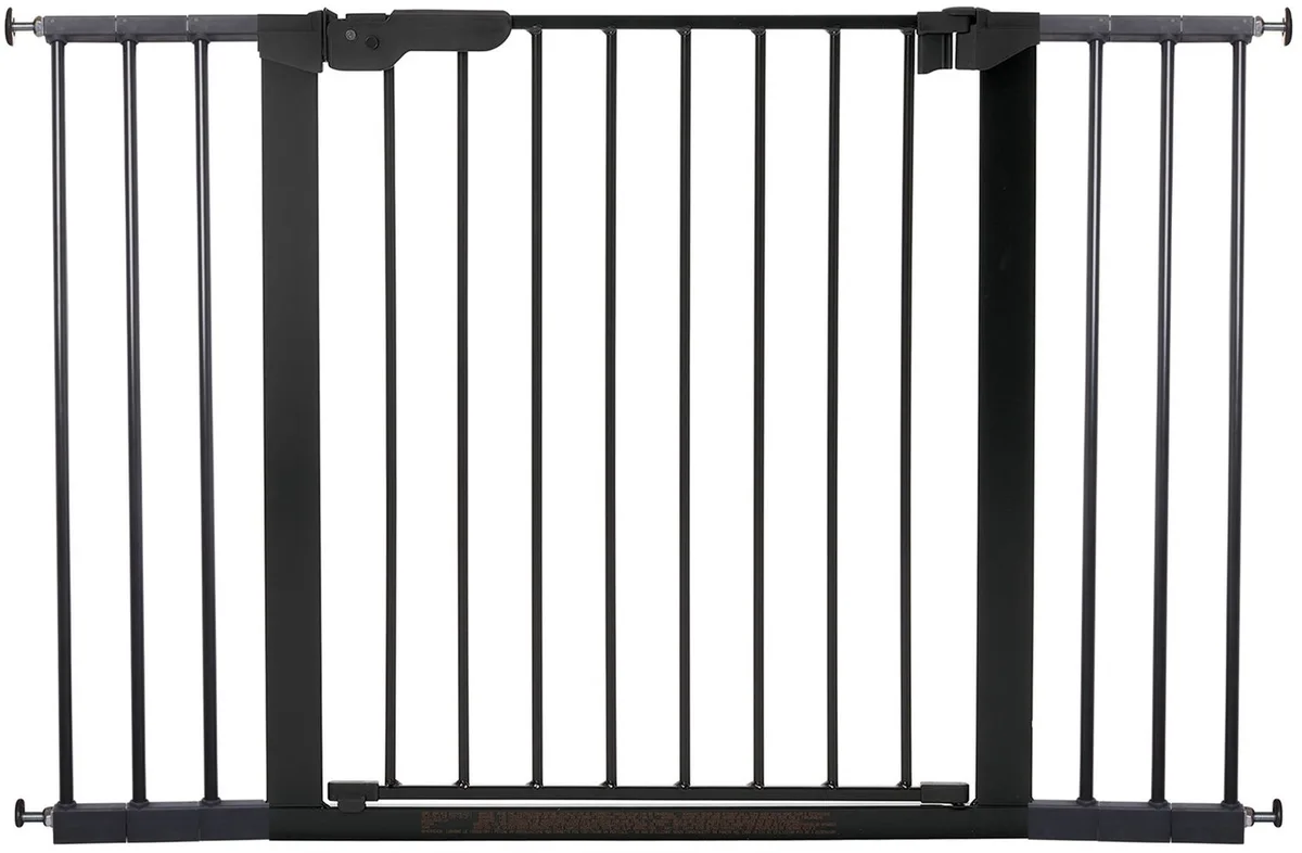 Premier Traphekje All-In-One 73,5 - 119 cm - Klemhekje - Klembevestiging - Zwart - Wit - Uitbreidbaar - Muurbeschermers - Drempel - Tweerichtings opening - Kinderbeveiliging - Eenhandige bediening van BabyDan in Zwart, Wit – productfoto