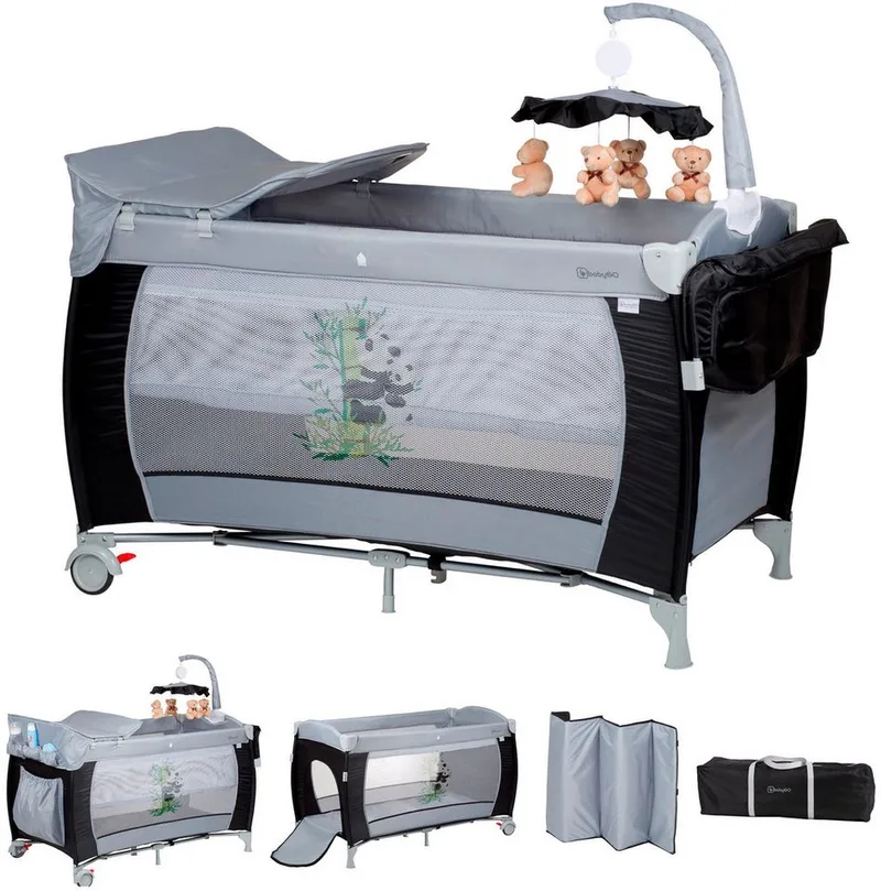 Baby-Reisebett Sleeper Deluxe, black, mit Musik-Mobile von babyGO in Schwarz – Produktfoto