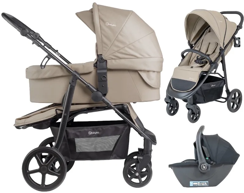Evolution 3-in-1 Kinderwagen incl. Autostoel de babyGO en Beige – photo produit