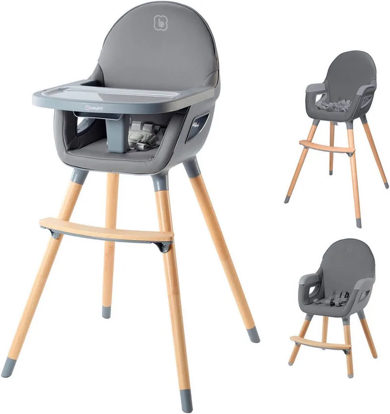 Hochstuhl Scandi - wood de babyGO en Gris – photo produit