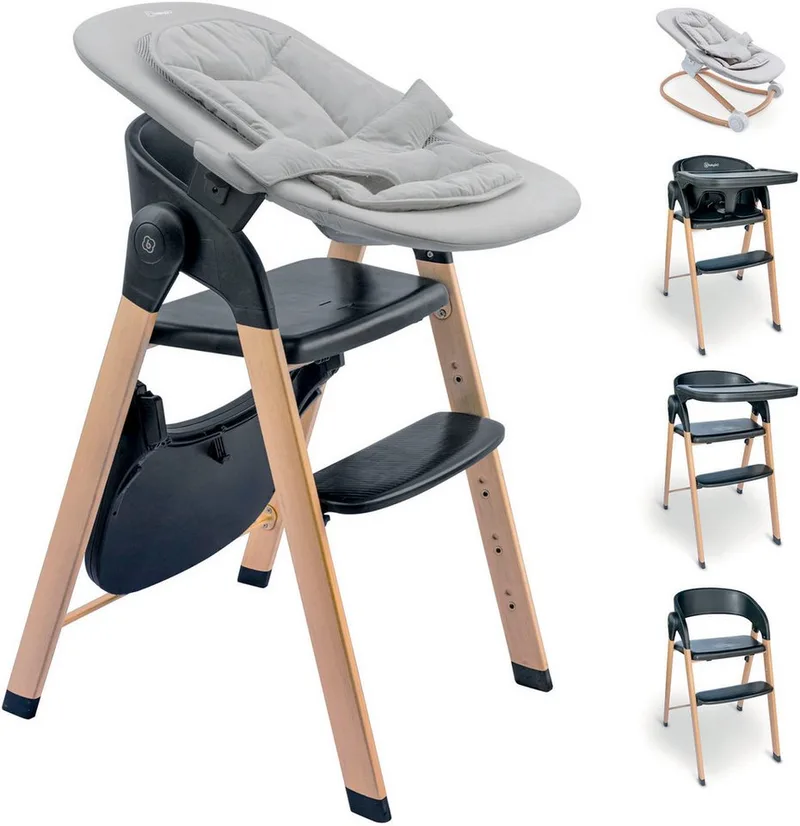 Kombihochstuhl Levels, inklusive Wippe von babyGO in Schwarz – Produktfoto