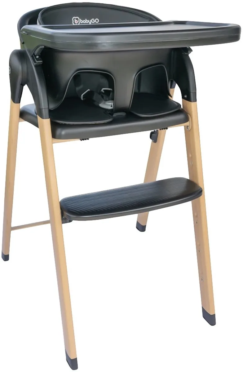 Levels Black Wood Kinderstoel von babyGO in Schwarz – Produktfoto