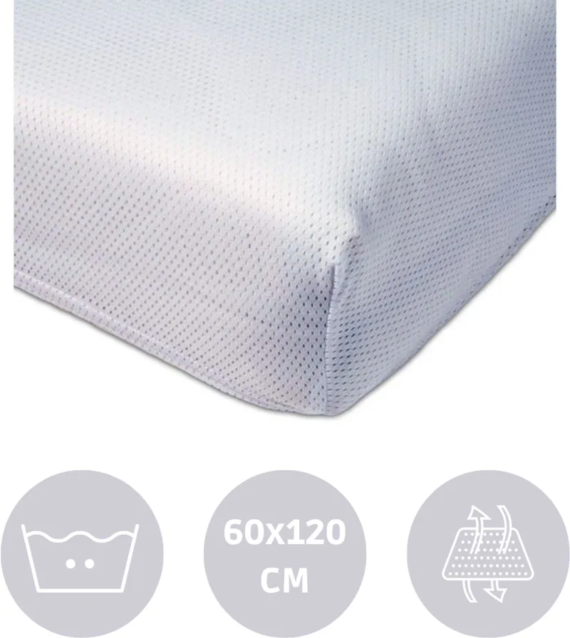 Air Flow Hoeslaken Ledikant 60x120 cm – Ademend – Sneldrogend van Babyjem in Wit – productfoto