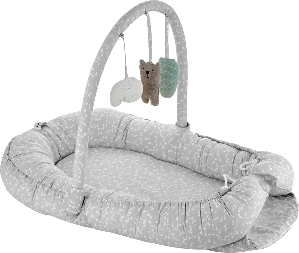 Grijs Babynest met Speelboog 489 van Babyjem in Grijs, Wit – productfoto