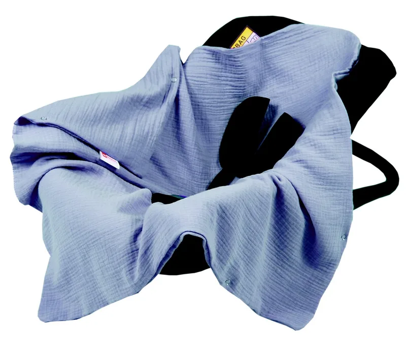Babyschale Einschlagdecke Babyschale Autositz Babydecke 80x80 cm aus Musselin, Jeans_80x80 de Babylux en Bleu – photo produit