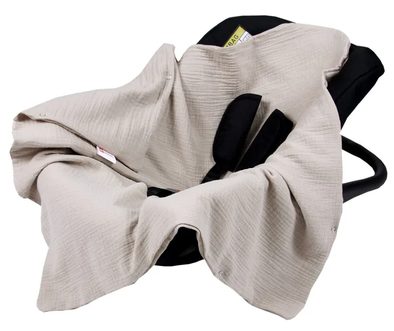 Babyschale Einschlagdecke Babyschale Autositz Babydecke 80x80 cm aus Musselin, Natural_80x80 de Babylux en Beige – photo produit