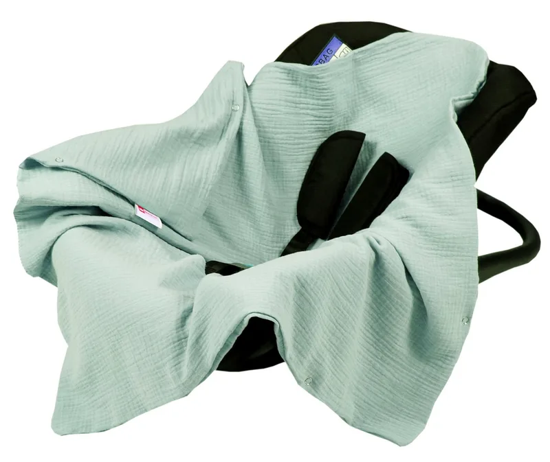 Babyschale Einschlagdecke Babyschale Autositz Babydecke 80x80 cm aus Musselin, Grün_Hell_80x80 de Babylux en Vert – photo produit