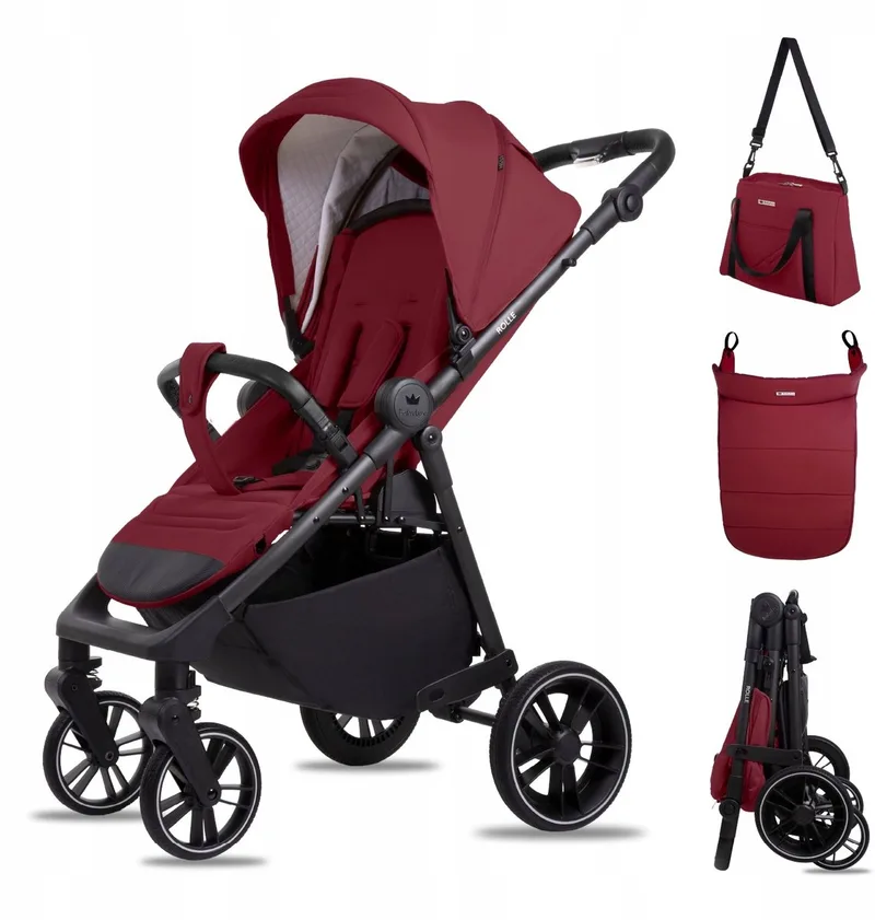 Buggy Kinderwagen ROLLE Reisbuggy met Ligfunctie, Kleur: by Babylux in Burgundy – product photo