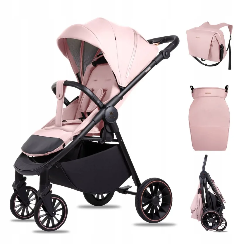 Buggy Kinderwagen ROMBO Reisbuggy met Ligfunctie, Kleur: de Babylux en Rose – photo produit