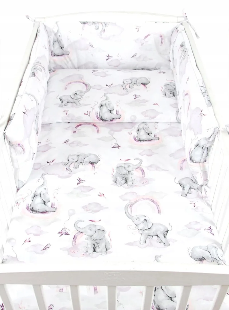 Kinderledikant Laken Set 4 Delig 120x60cm Katoen - Olifant by Babylux in Purple – product photo