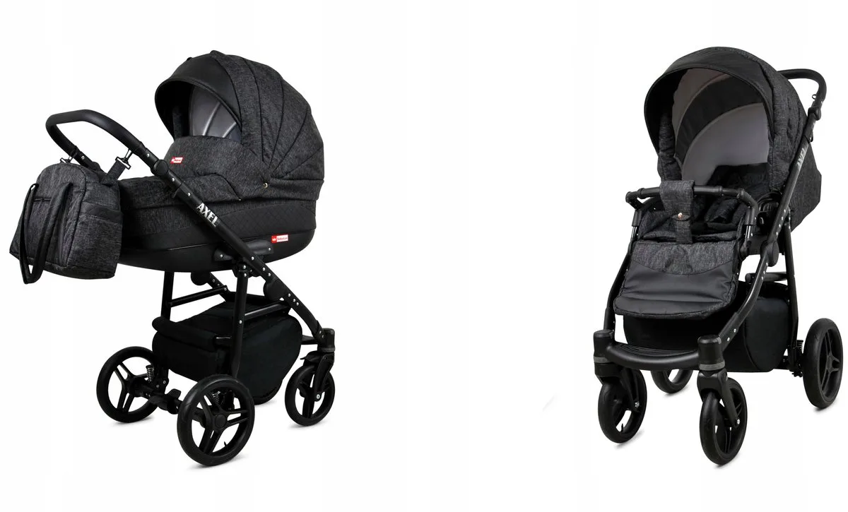 Kinderwagen 2in1 - AXEL - CARBON BLACK FRAME - Opklapbare Wandelwagen incl. Reiswieg, Multifunctionele Buggy Sportstoel - Combi-kinderwagen met Luiertas, Regenhoes, Klamboe, Bekerhouder, etc. von Babylux in 2in1 CARBON BLACK FRAME – Produktfoto