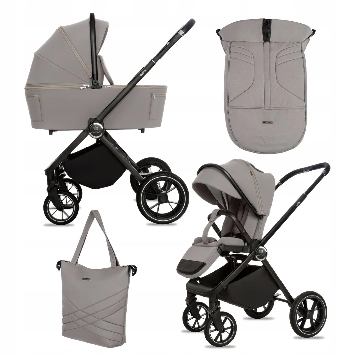 Kinderwagen 2in1 GAVIA, Opvouwbare Lichtgewicht Kinderwagenset Incl. Reiswieg, Buggy Sportzitje, Luiertas En Meer Accessoires, 4 Verstelbare Standen, 0-22kg (0-4 Jaar), Uv-Bescherming 50+ de Babylux en 2in1 – STEEL – photo produit