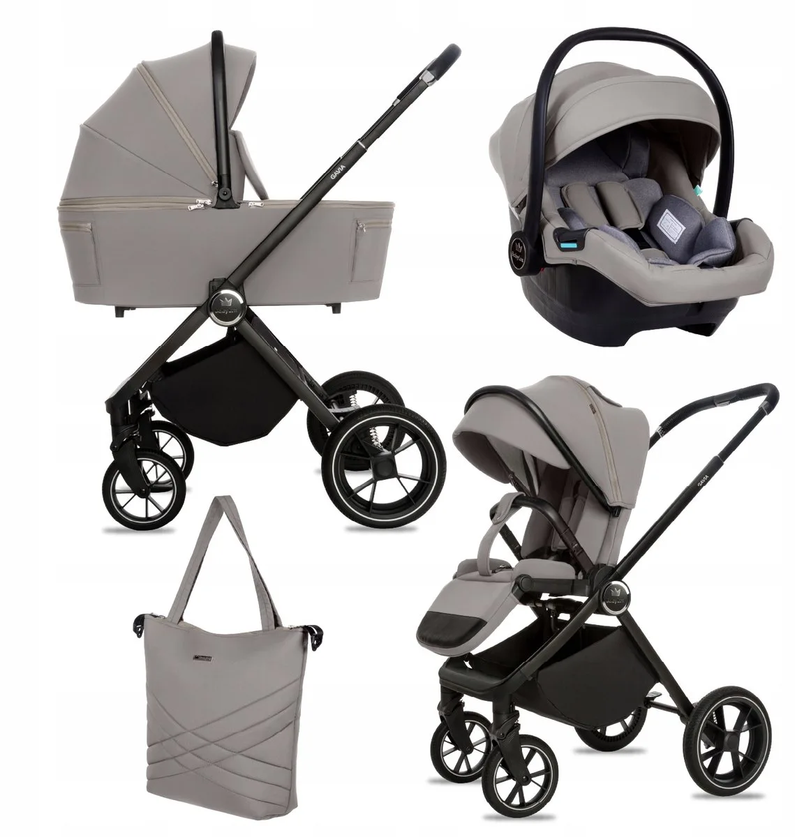 Kinderwagen 3in1 Set GAVIA, Opvouwbare Lichtgewicht Kinderwagenset Incl. Reiswieg, Buggy, I-Size Baby-Autostoeltje, Luiertas En Meer Accessoires, 4 Ligstanden, 0-22kg, Uv-Bescherming 50+ de Babylux en 3in1 – STEEL – photo produit