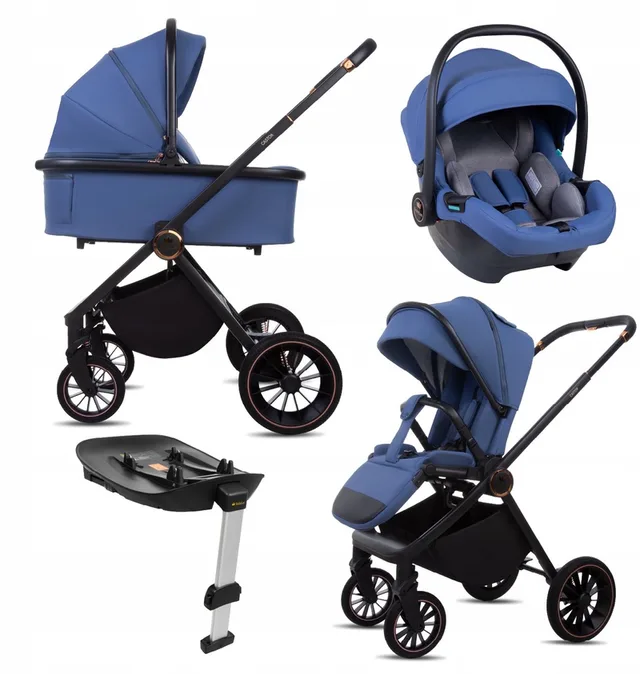 Kinderwagen 4in1 Set CASTOR, Opvouwbare Lichtgewicht Combi Kinderwagenset Incl. Reiswieg, Buggy, I-Size Kinderzitje, Autostoel, 4 Verstelbare Standen, 0-22kg, Uv-Bescherming 50+
