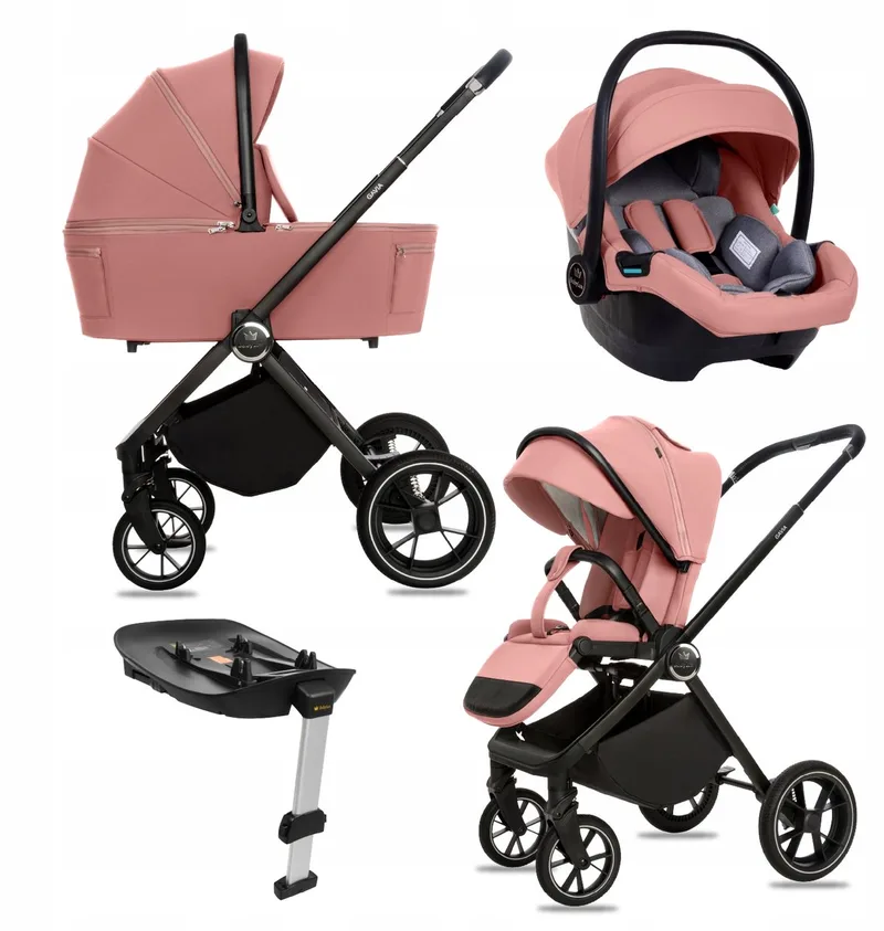 Kinderwagen 4in1 Set GAVIA, Opvouwbare Lichtgewicht Combi Kinderwagenset Incl. Reiswieg, Buggy, I-Size Kinderzitje, Autostoel, 4 Verstelbare Standen, 0-22kg, Uv-Bescherming 50+ by Babylux in 4in1 – EOSIN – product photo