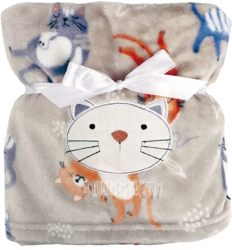 Ricco Kat 75 x 100 cm Wiegdeken van Babymatex in Grijs en meerkleurig – productfoto