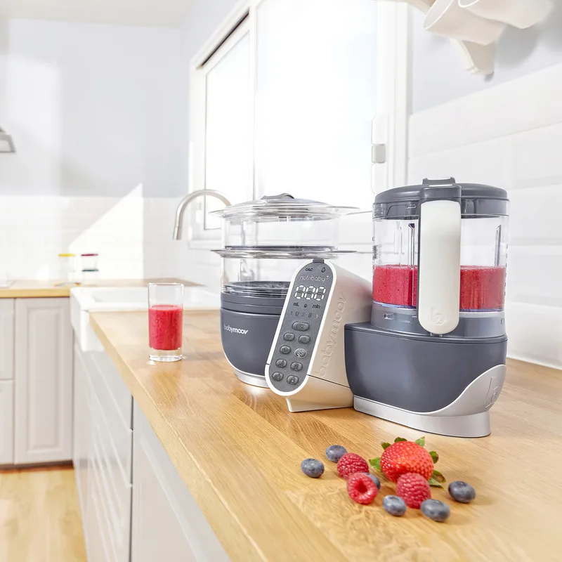 Babynahrungszubereiter und Sterilisator Nutribaby + van Babymoov in Grijs, 37,5 × 26 × 29,5 mm – productfoto
