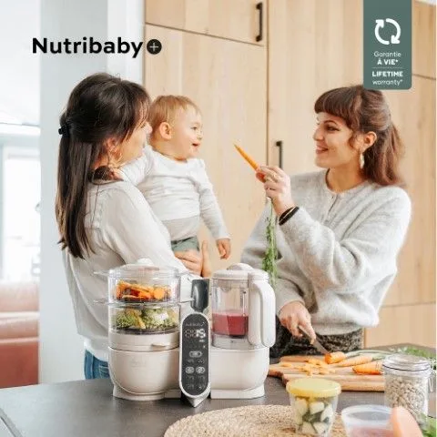 Babynahrungszubereiter und Sterilisator NutribabyPlus van Babymoov in Beige, 39,5 × 25 × 31,5 mm – productfoto 3 van 4