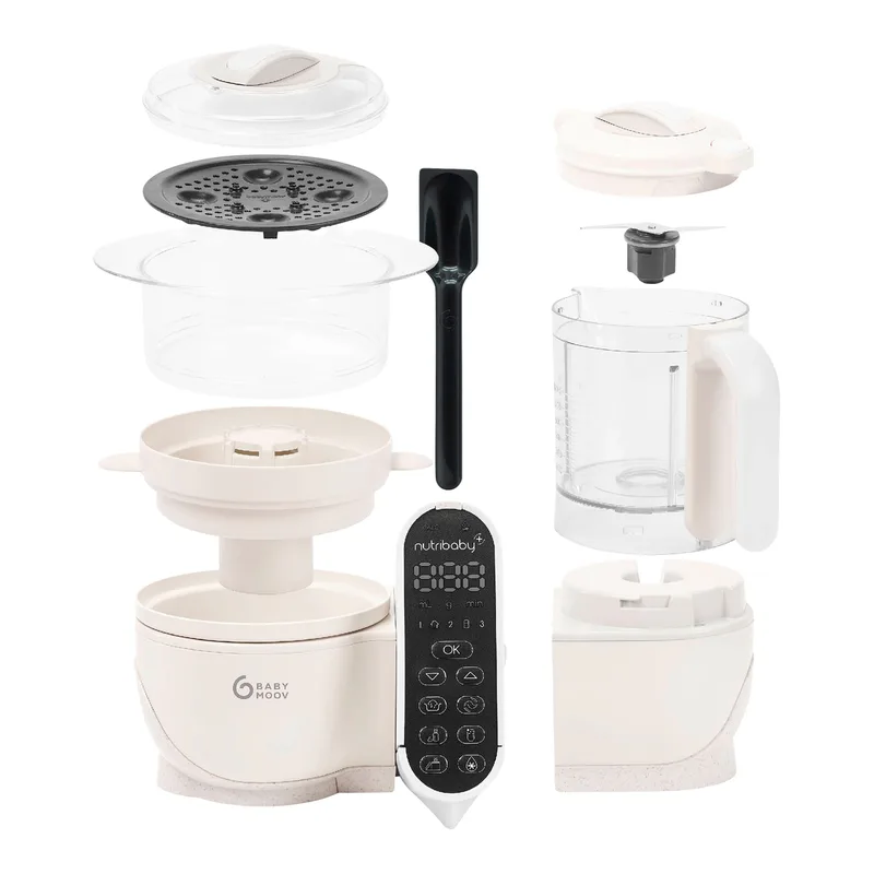 Babynahrungszubereiter und Sterilisator NutribabyPlus van Babymoov in Beige, 39,5 × 25 × 31,5 mm – productfoto 1 van 4