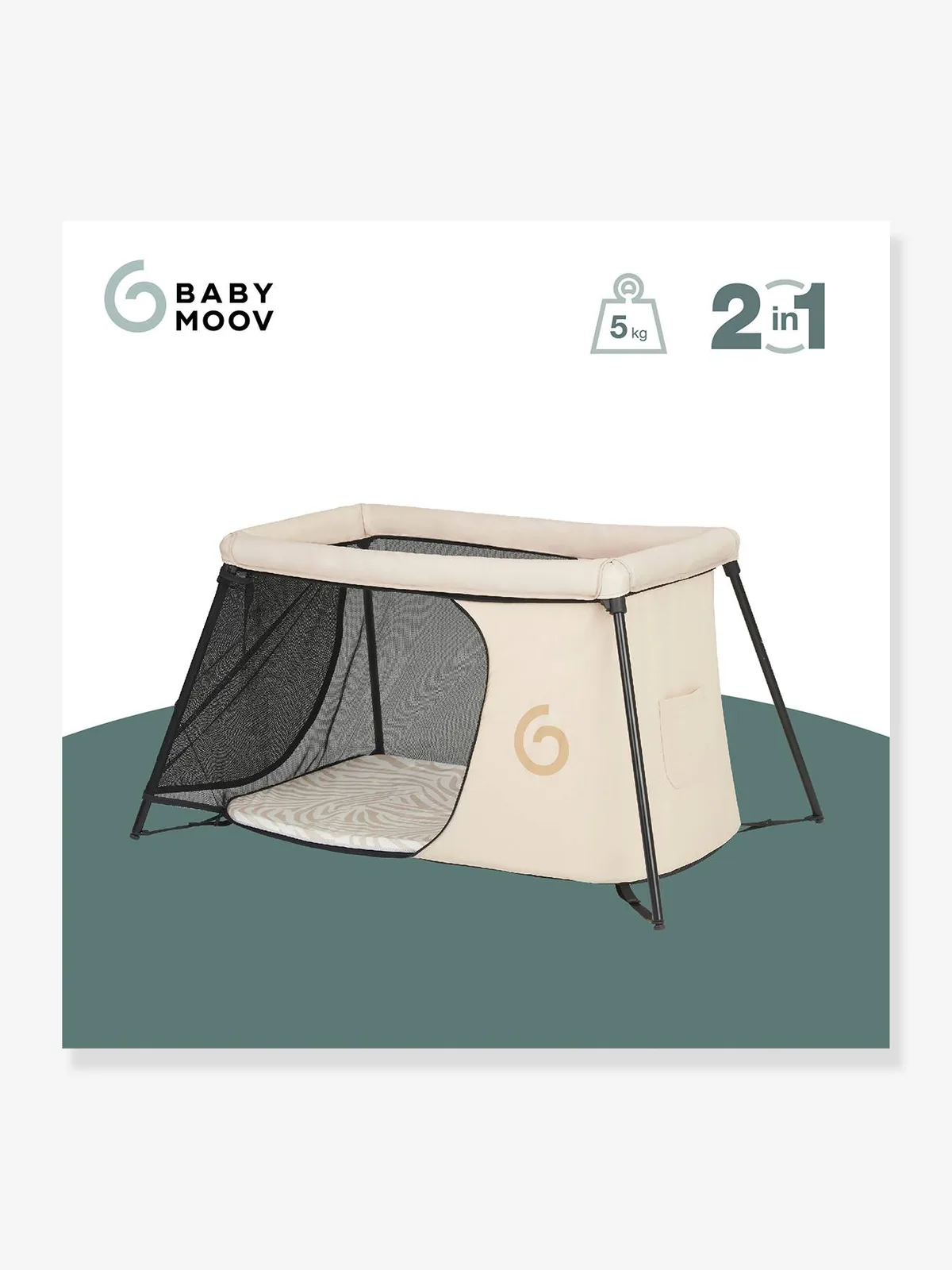 Moov & Sleep BABYMOOV ultralicht opklapbaar kinderbedje zandbeige by Babymoov – product photo