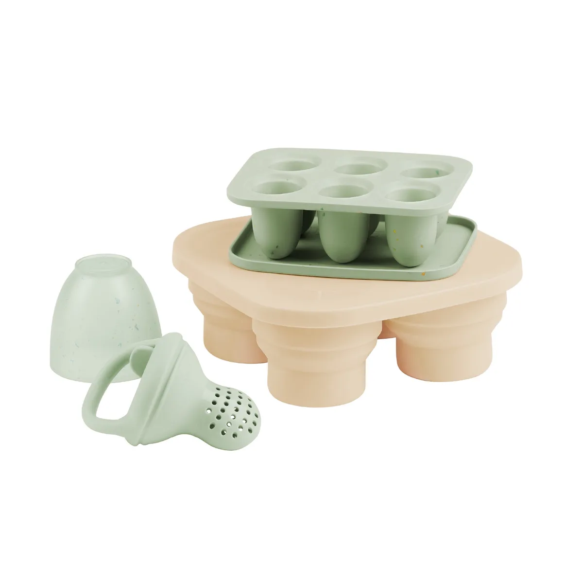 Siliconen bewaarpotjes Babymoov met fruitspeen van Babymoov – productfoto