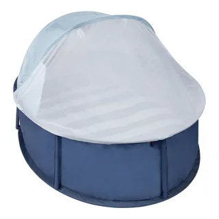 Strandmuschel & Reisebett Babyni 2in1 mit UV-Schutz 50+ van Babymoov in Wit, Blauw, 95 × 75 × 50 mm – productfoto 1 van 4