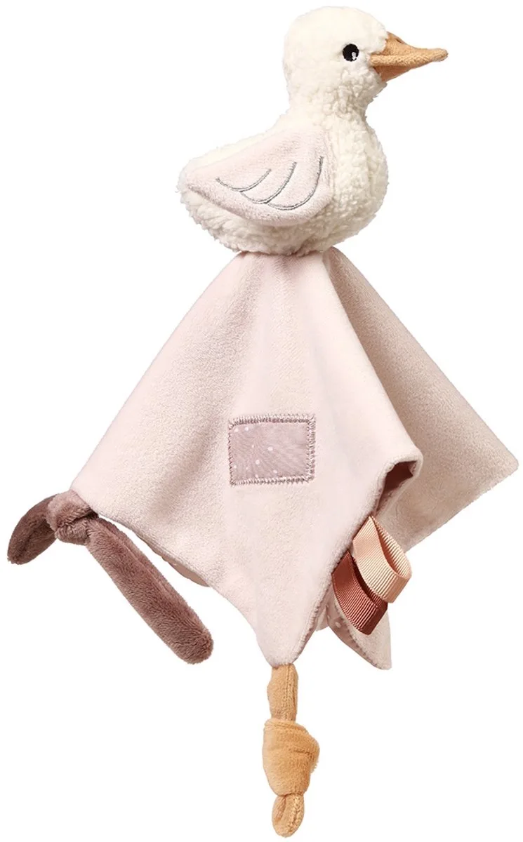 Gans Zoë Knuffeldoekje de BabyOno en Blanc, Rose – photo produit