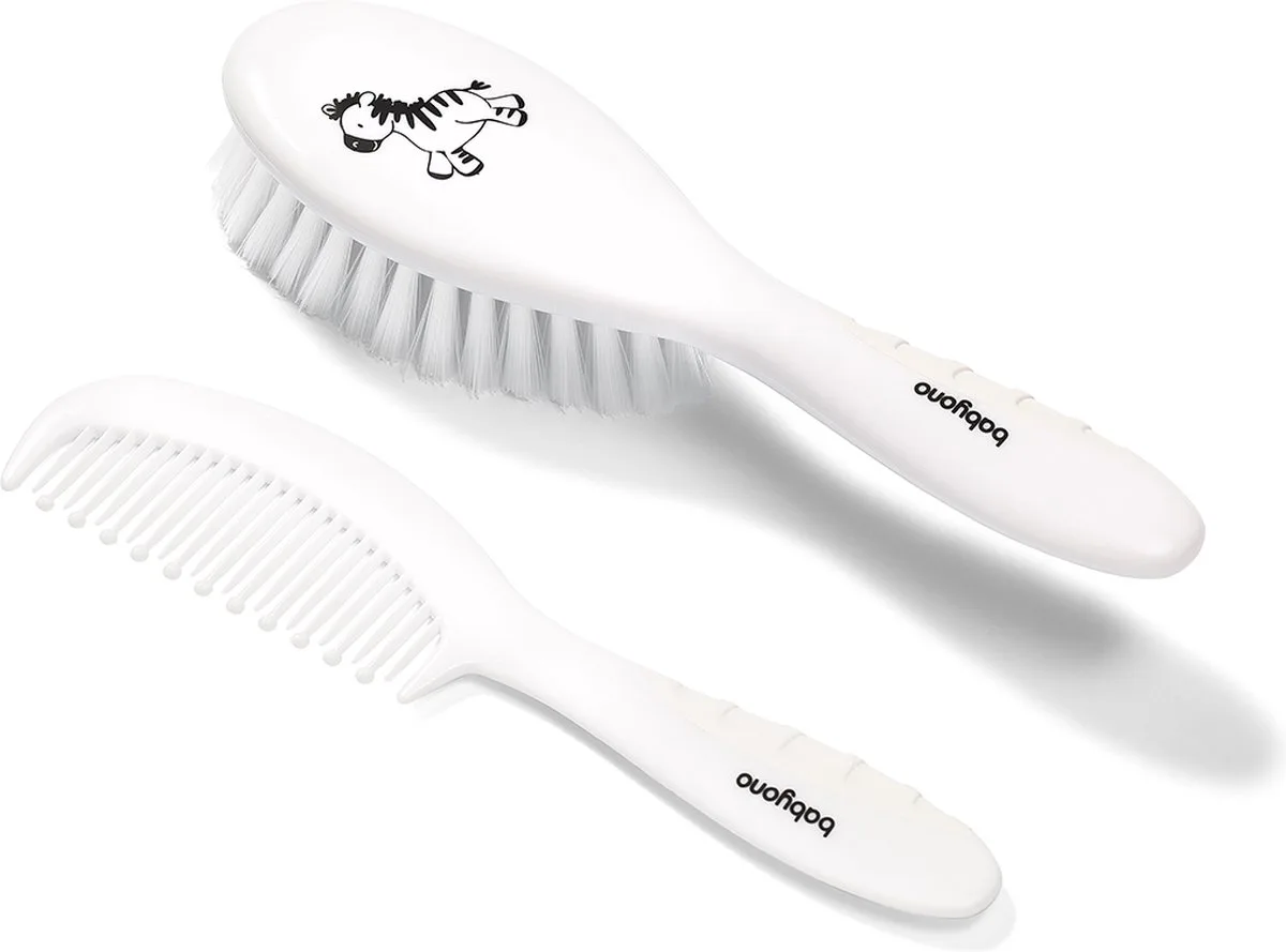haarborstel en kam - babyborstel - SET - Zachte haren fra BabyOno i Hvid – produktbillede