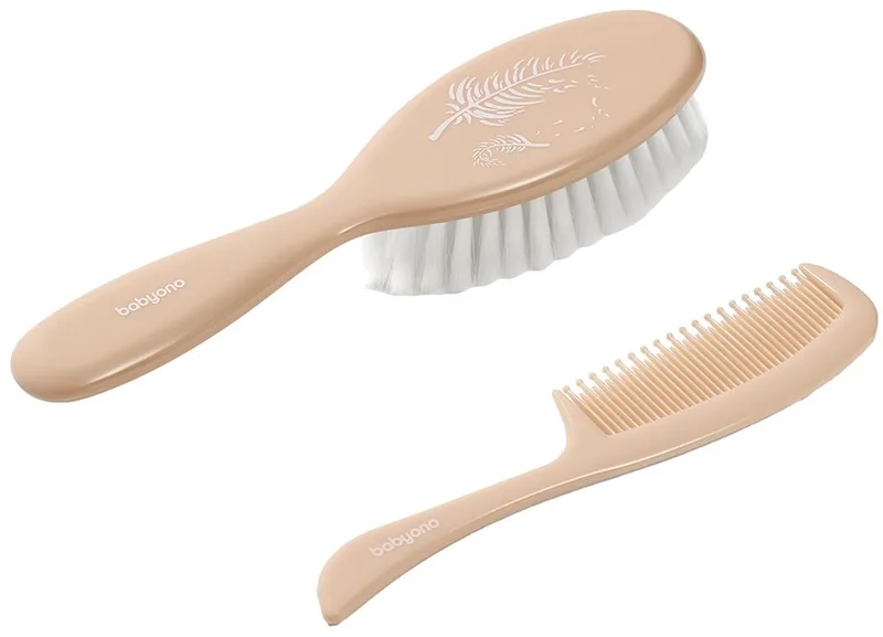 Haarborstel en kam - superzachte haren de BabyOno en Beige – photo produit