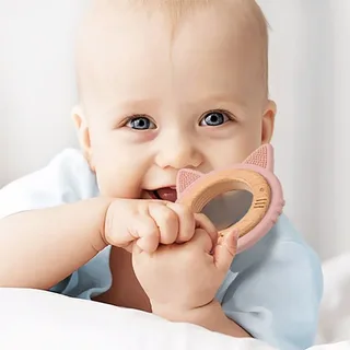 Chaton En Bois Et Anneau De Dentition Silicone de BabyOno – photo produit 2 sur 2