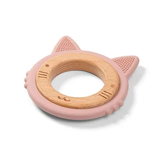 Chaton En Bois Et Anneau De Dentition Silicone de BabyOno – photo produit 1 sur 2