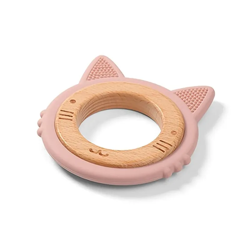 Chaton En Bois Et Anneau De Dentition Silicone de BabyOno – photo produit 1 sur 2