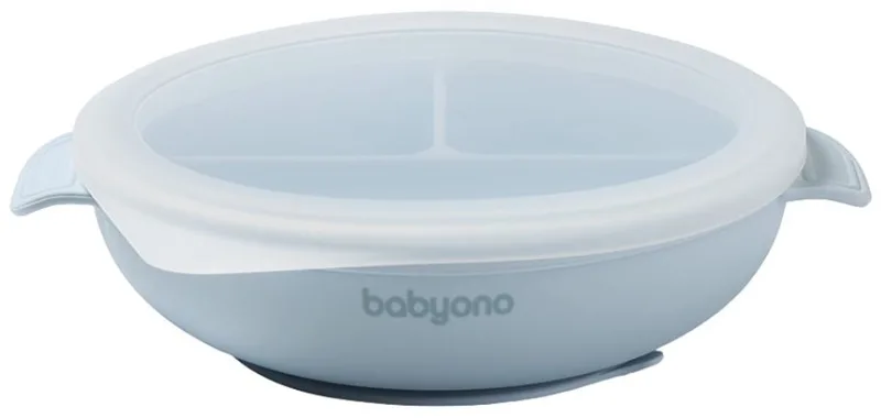 Siliconen Bord met Zuignap & Deksel by BabyOno in Blue – product photo