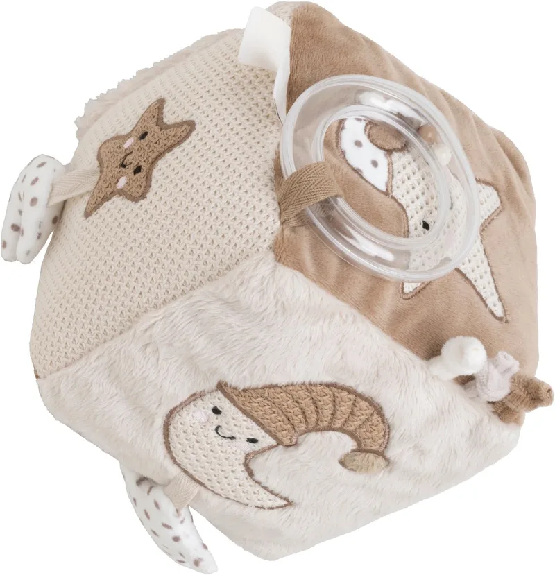 Activiteitenkubus Heaven - Super zacht - Sensorisch Speelgoed - Educatief baby speelgoed - Vanaf 0 maanden - Clay/Warm Linen från Baby's Only i Clay – produktbild