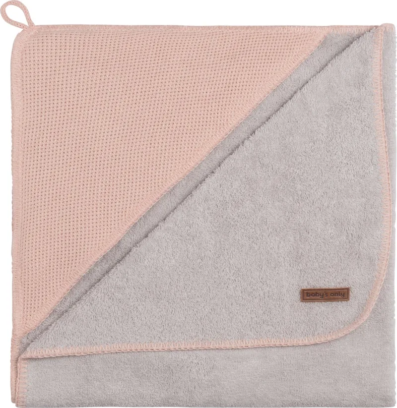 Baby badcape - Omslagdoek - Handdoek met capuchon Classic - 75x85 cm - Badstof by Baby's Only in Blush – product photo