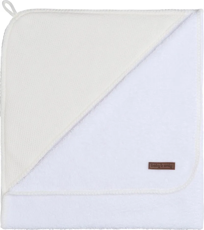 Baby badcape - Omslagdoek - Handdoek met capuchon Classic - 75x85 cm - Badstof från Baby's Only i Wolwit – produktbild