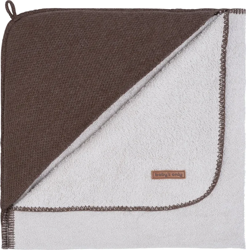 Baby badcape - Omslagdoek - Handdoek met capuchon Classic - 75x85 cm - Badstof by Baby's Only in Cacao – product photo