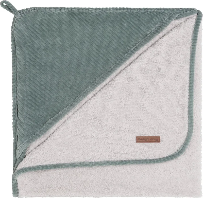 Baby badcape - Omslagdoek - Handdoek met capuchon Sense - 75x85 cm - Badstof by Baby's Only in Zeegroen – product photo