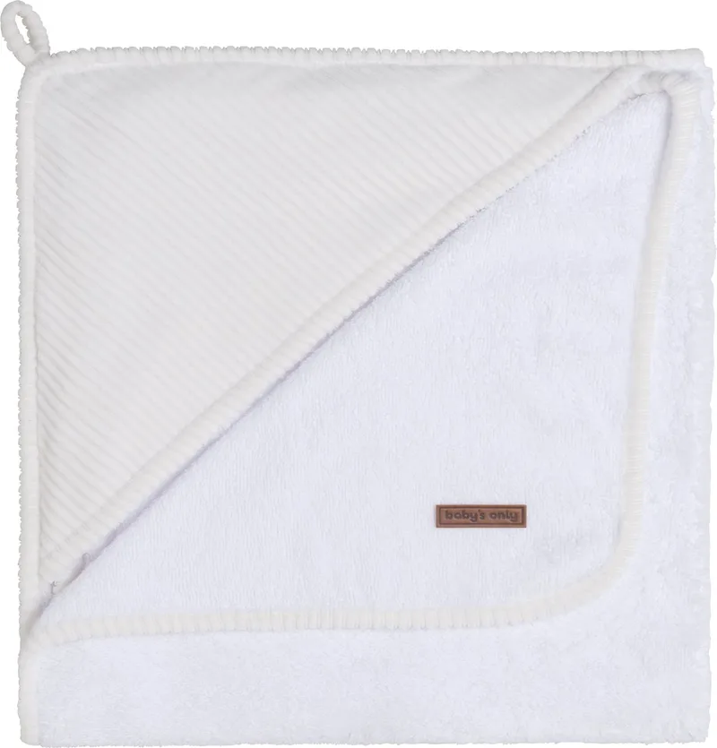 Baby badcape - Omslagdoek - Handdoek met capuchon Sense - 75x85 cm - Badstof by Baby's Only in White – product photo