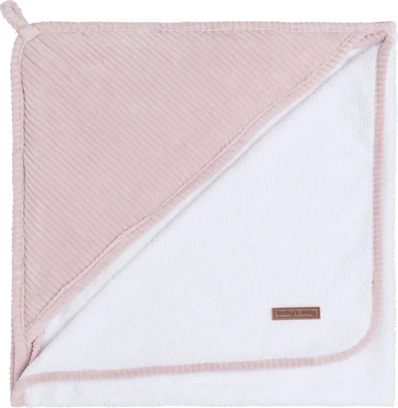 Baby badcape - Omslagdoek - Handdoek met capuchon Sense - 75x85 cm - Badstof by Baby's Only in Oud Roze – product photo