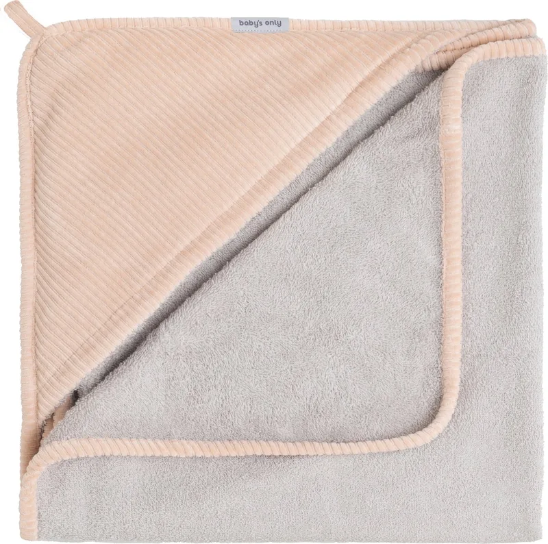 Baby badcape - Omslagdoek - Handdoek met capuchon Sense - 75x85 cm - Badstof de Baby's Only en Peach – photo produit